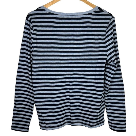 EUC TOMMY HILFIGER Striped Nautical Scoop Neck Long Sleeve Blue Women's Top XL - Picture 2 of 6